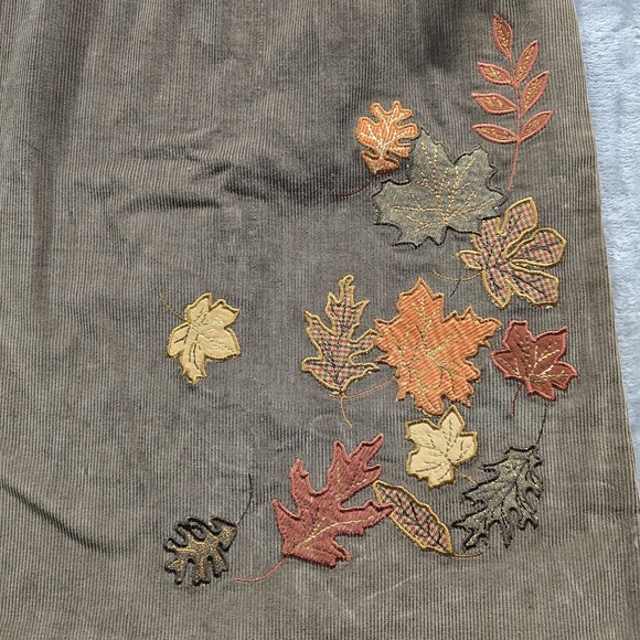 VTG Corduroy Skirt Women's Sz 8 Petites Brown Embroider Fall Autumn Thanksgiving - Picture 4 of 9